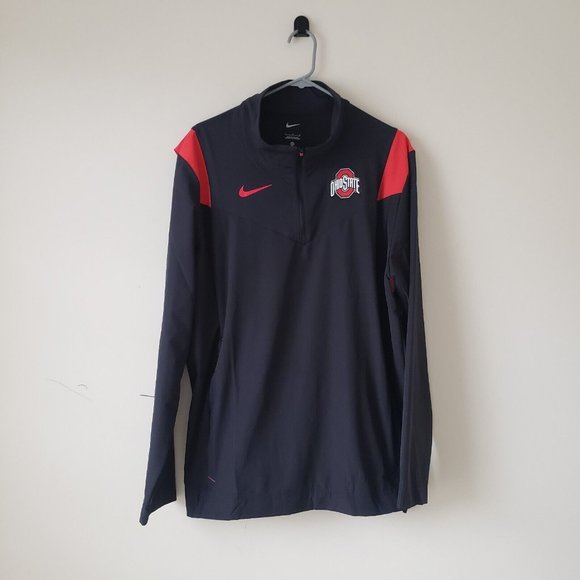 Ohio State Buckeyes 1/4 Zip On Field Jacket Mens Large Black Red Nike NCAA NWT - Picture 1 of 15